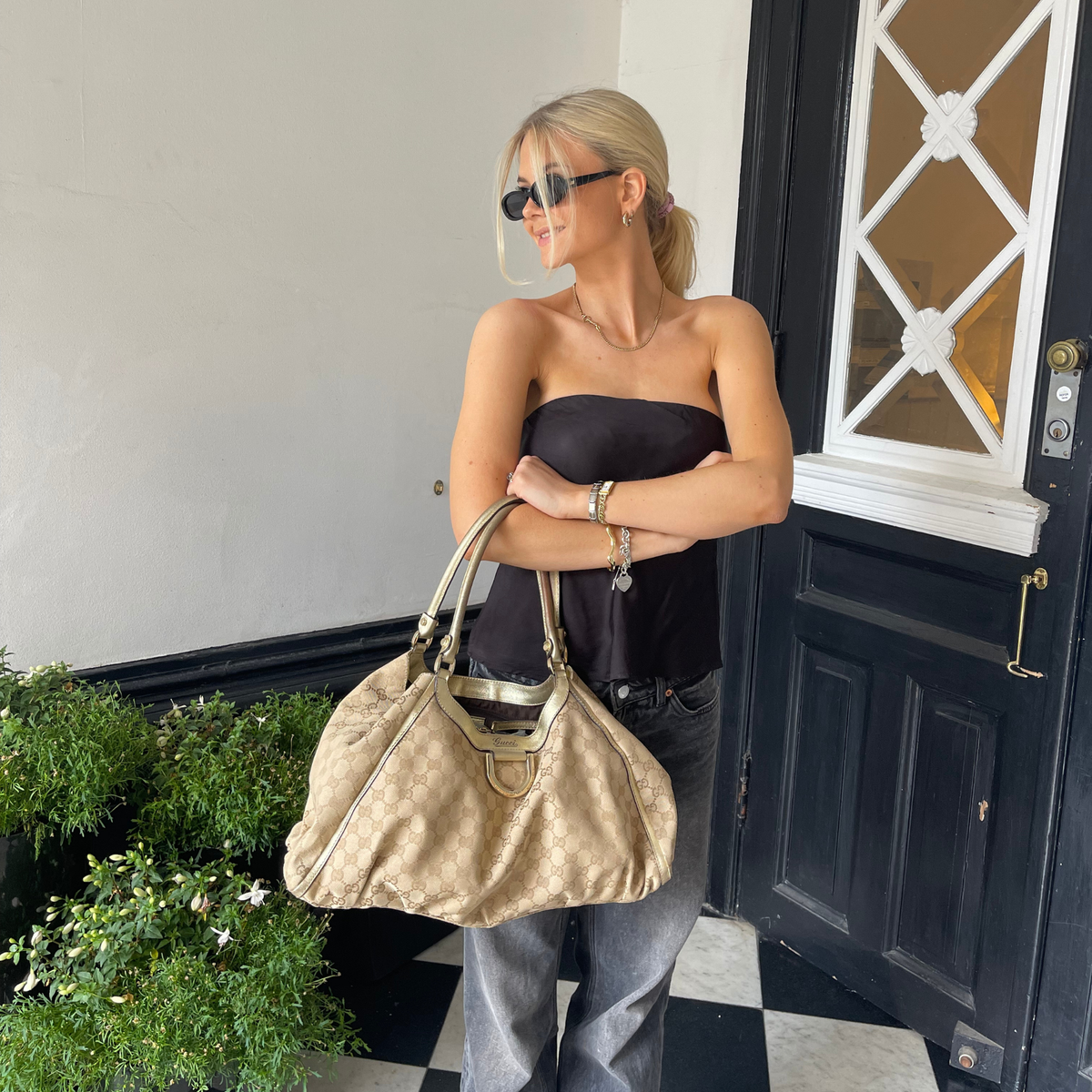 Gucci Abbey D-Ring Large Brown Canvas