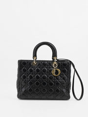 Christian Dior Large Lady Dior Black Leather