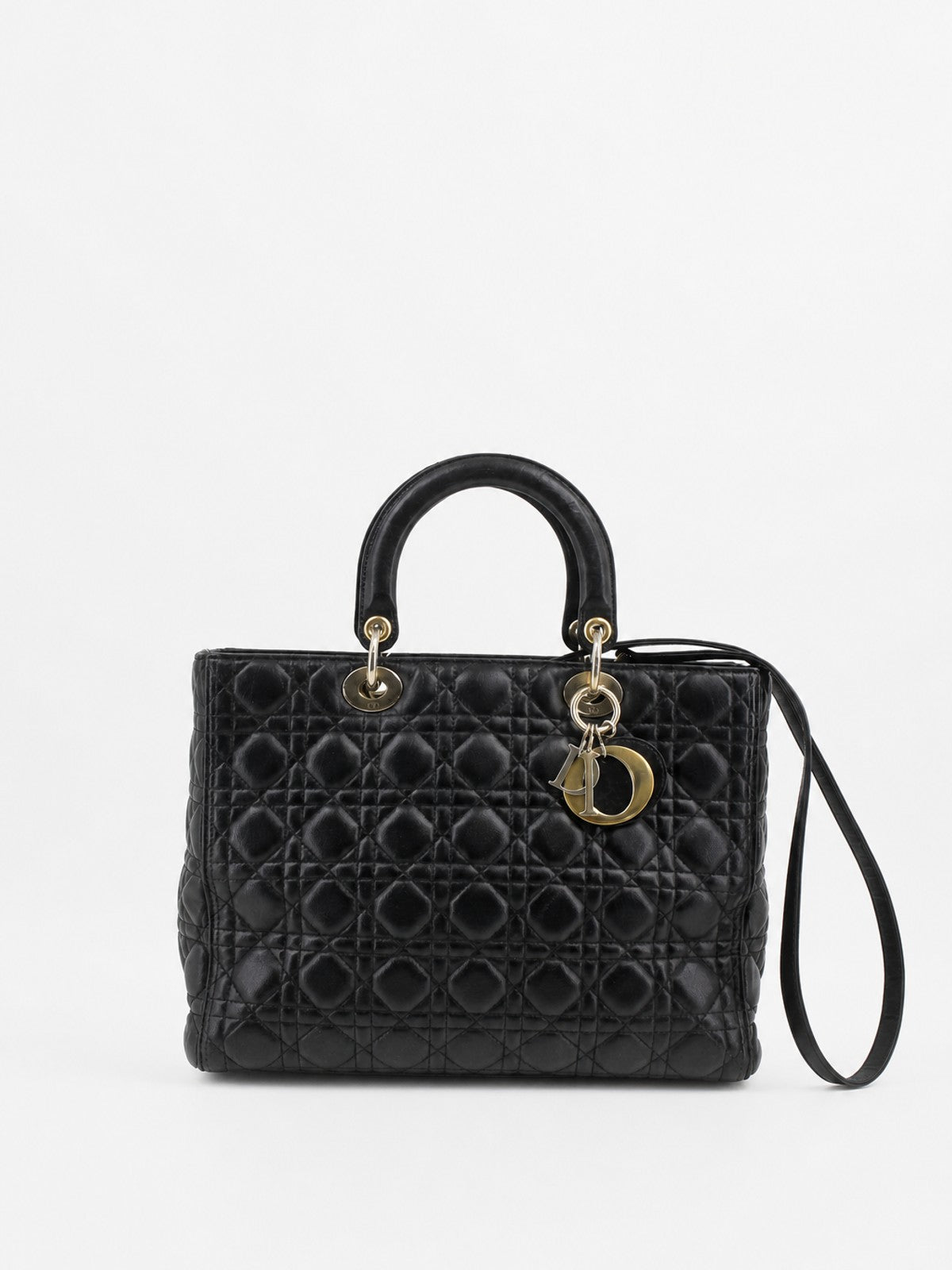 Christian Dior Large Lady Dior Black Leather