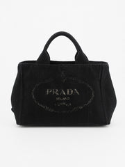 Prada Small Canapa Black Canvas