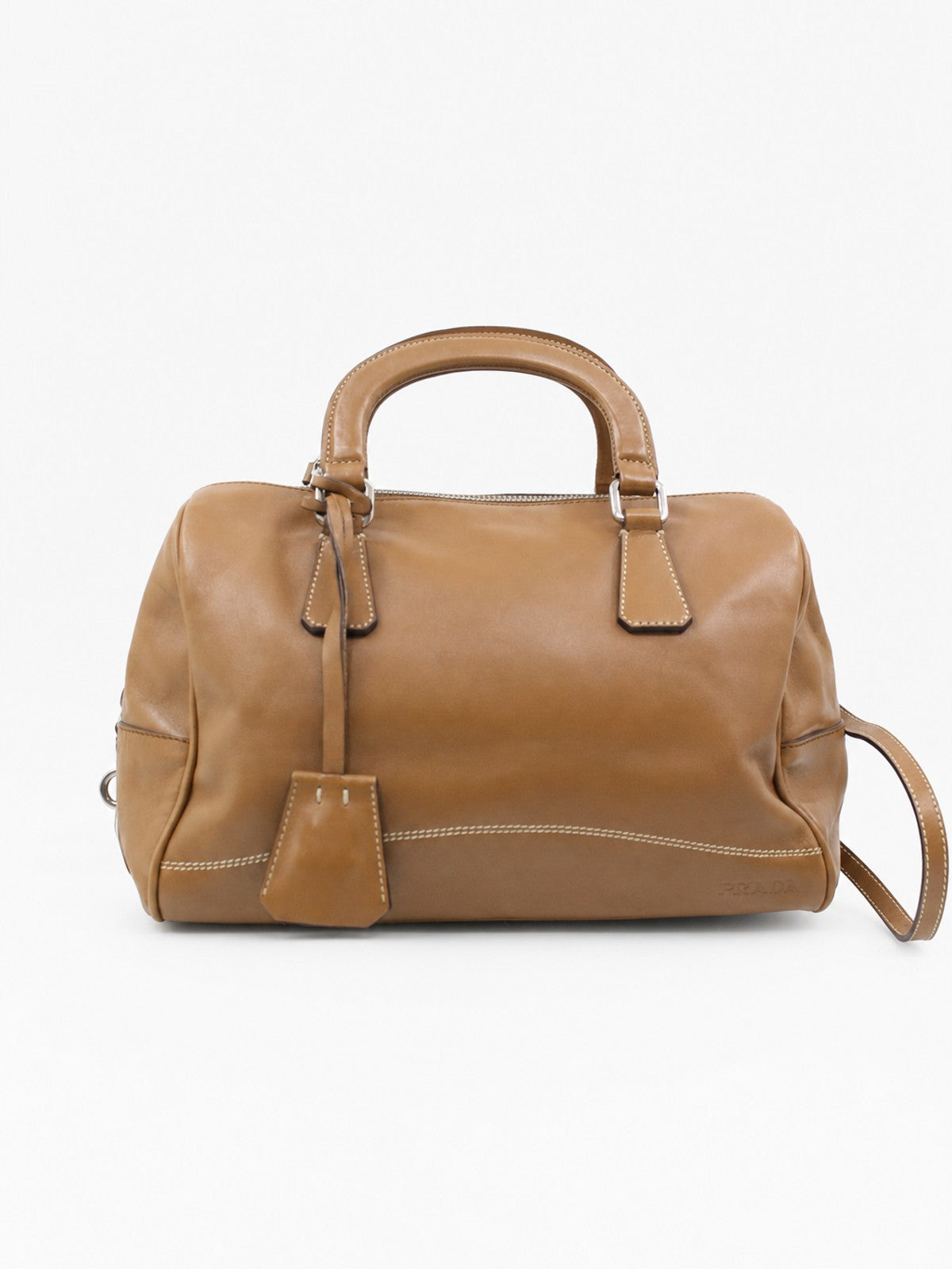 Prada Hand Bag Brown Leather