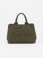 Prada Medium Canapa Green Canvas