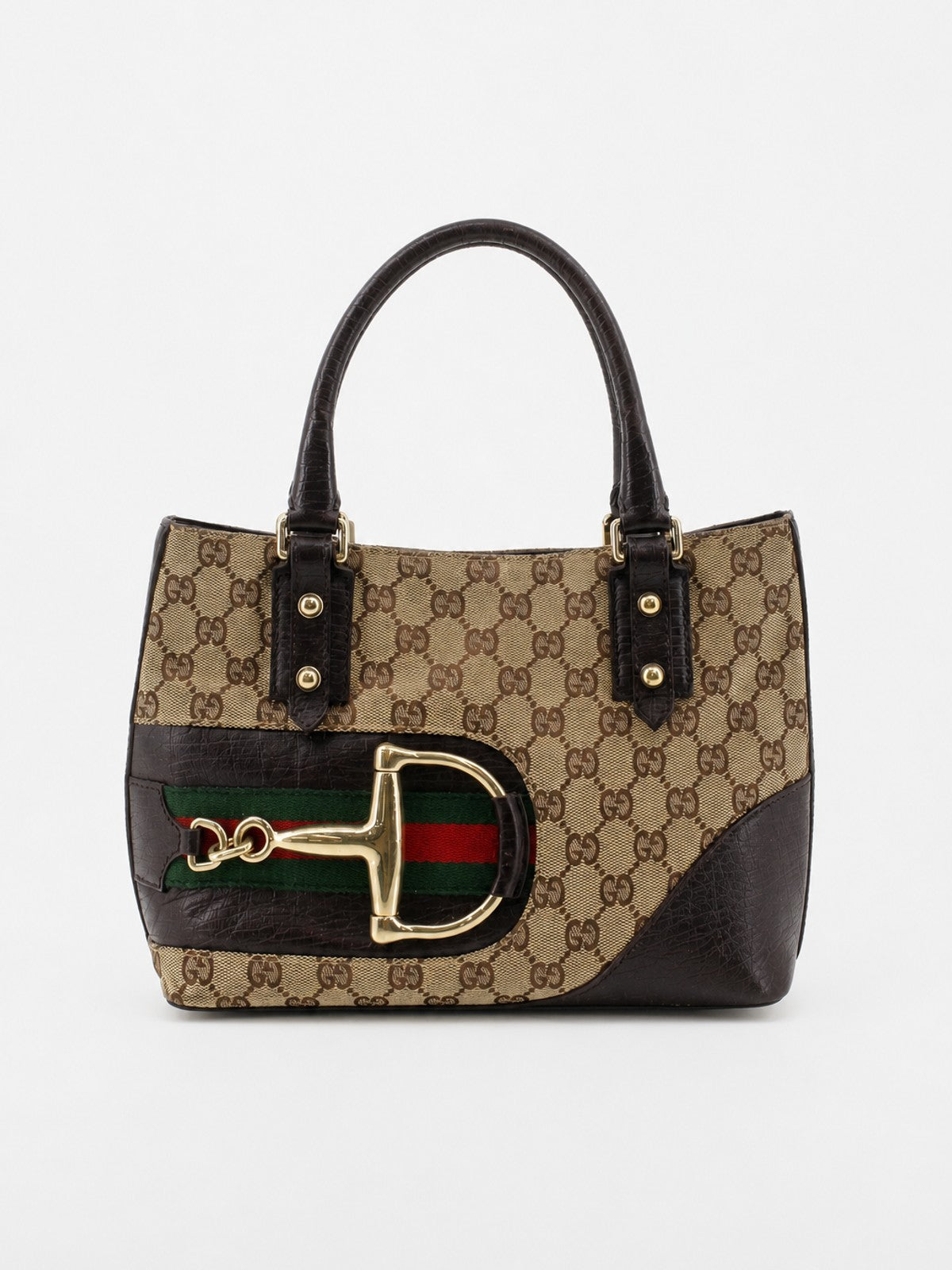 Gucci Hand Bag Brown Canvas