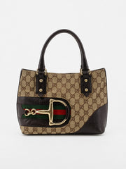 Gucci Hand Bag Brown Canvas