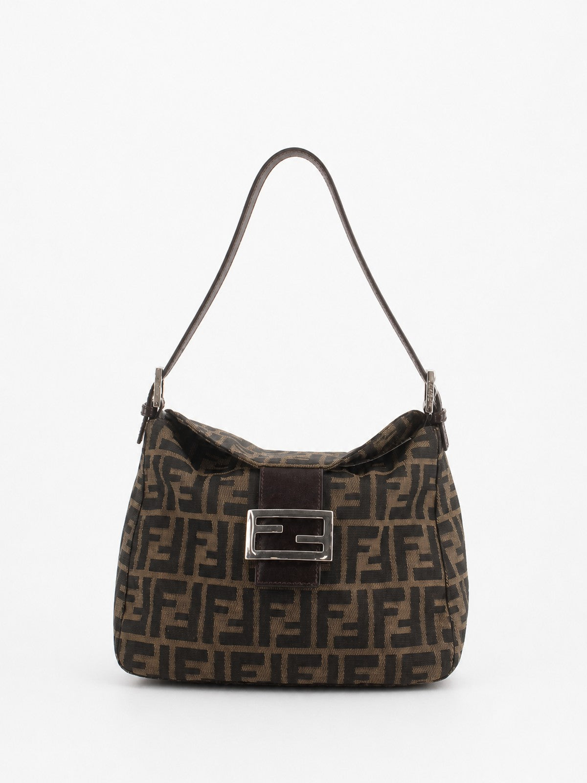 Fendi Double Flap Mamma Brown Canvas