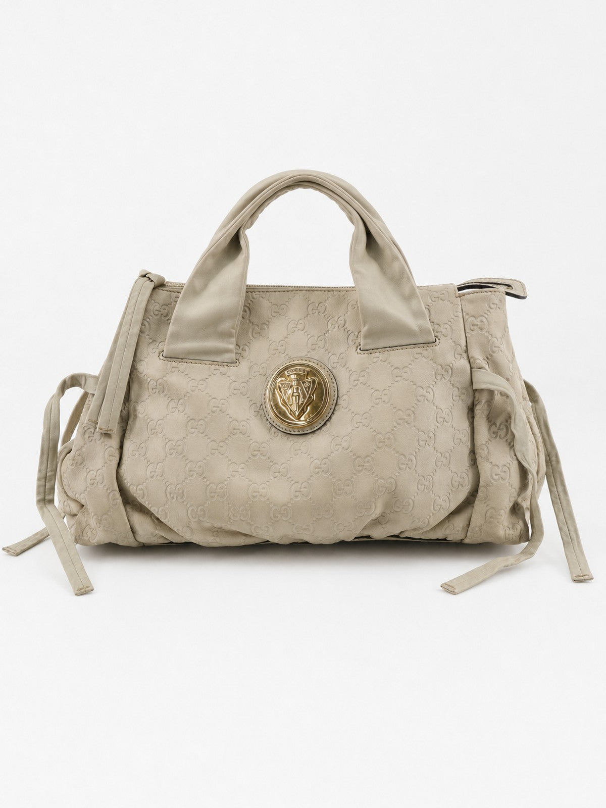 Gucci Hand Bag Beige Leather