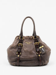 Prada Hand Bag Brown Leather