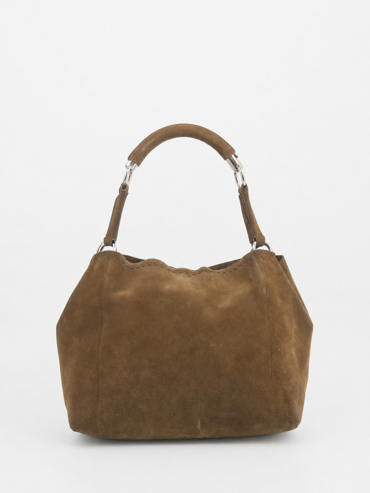 Prada Shoulder Bag Brown Suede